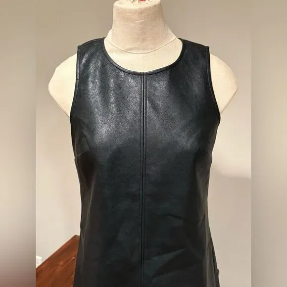 J Crew Faux Leather Sleeveless Dress Size 2P - Picture 4 of 11